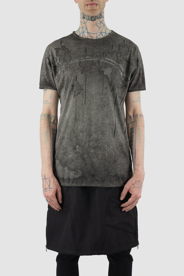 Men's Culture of Brave Grey Object Dyed S/S T-shirt. Crafted from seamless organic cotton with raglan shoulders. Made in Italy, designed to fit true to size.