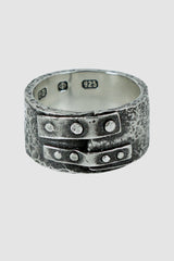 Olivier Jewelry - front view of 925 silver blind ring from the Permanent Collection with two additional patches to secure the overlapping ring.