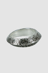 Olivier Jewelry - right view of 925 silver wide tapered ridge ring.