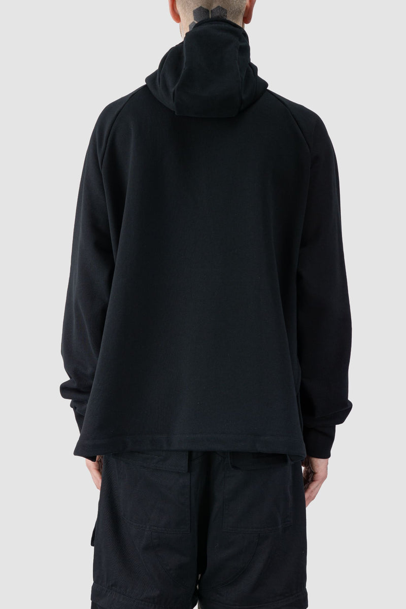 Ovnnie - back view of the black Balaclava Zip Hoodie.