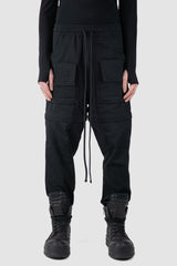 Ovnnie - front regular view of the black Multifunctional Flared Pants NL12.