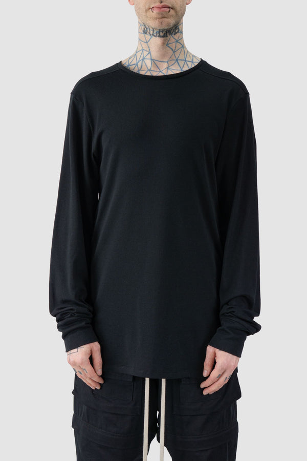 Ovnnie - front view of the black Organic Cotton Long Sleeve T-Shirt.