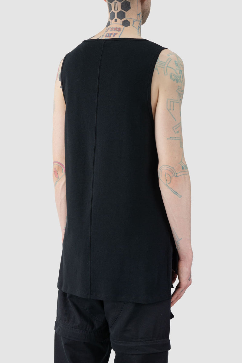 Ovnnie - back side view of the black Organic Cotton Relaxed Tank Top.