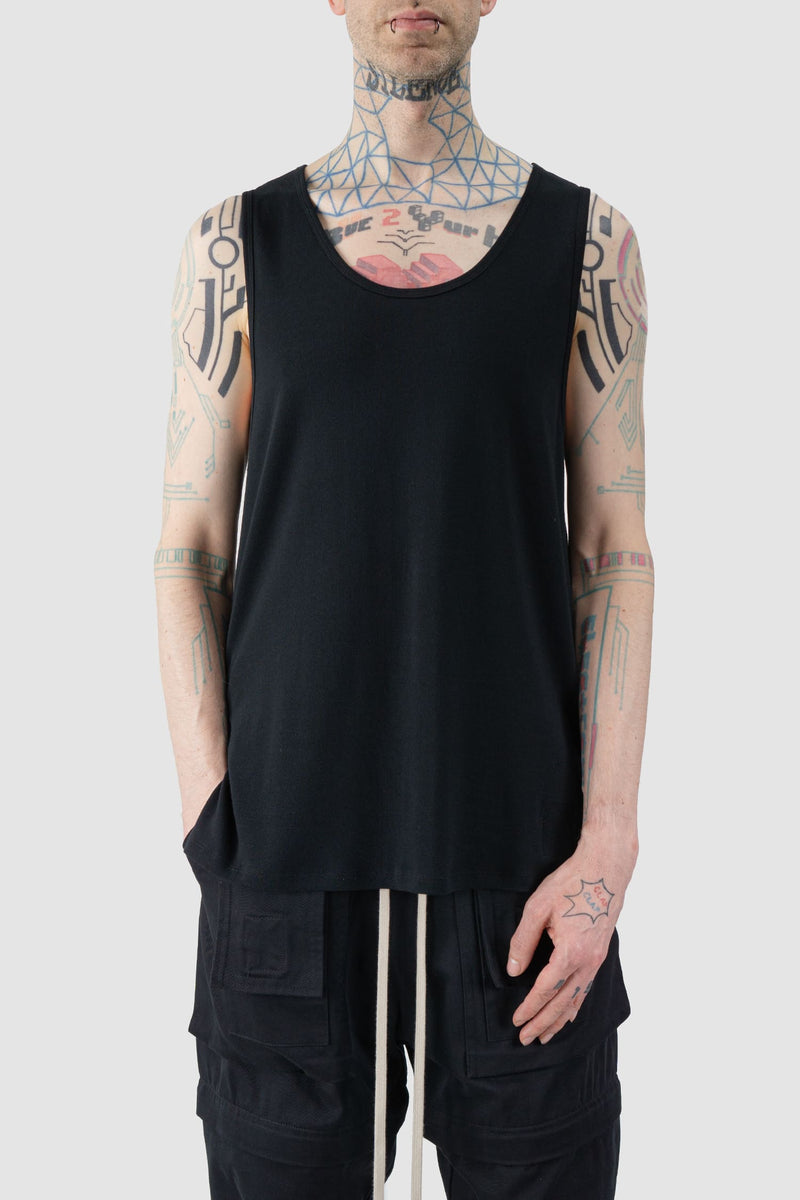 Ovnnie - relaxed view of the black Organic Cotton Relaxed Tank Top.