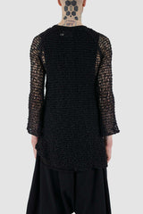 Back view of Black Paris Sheer Top with summer knit fabric, XCONCEPT