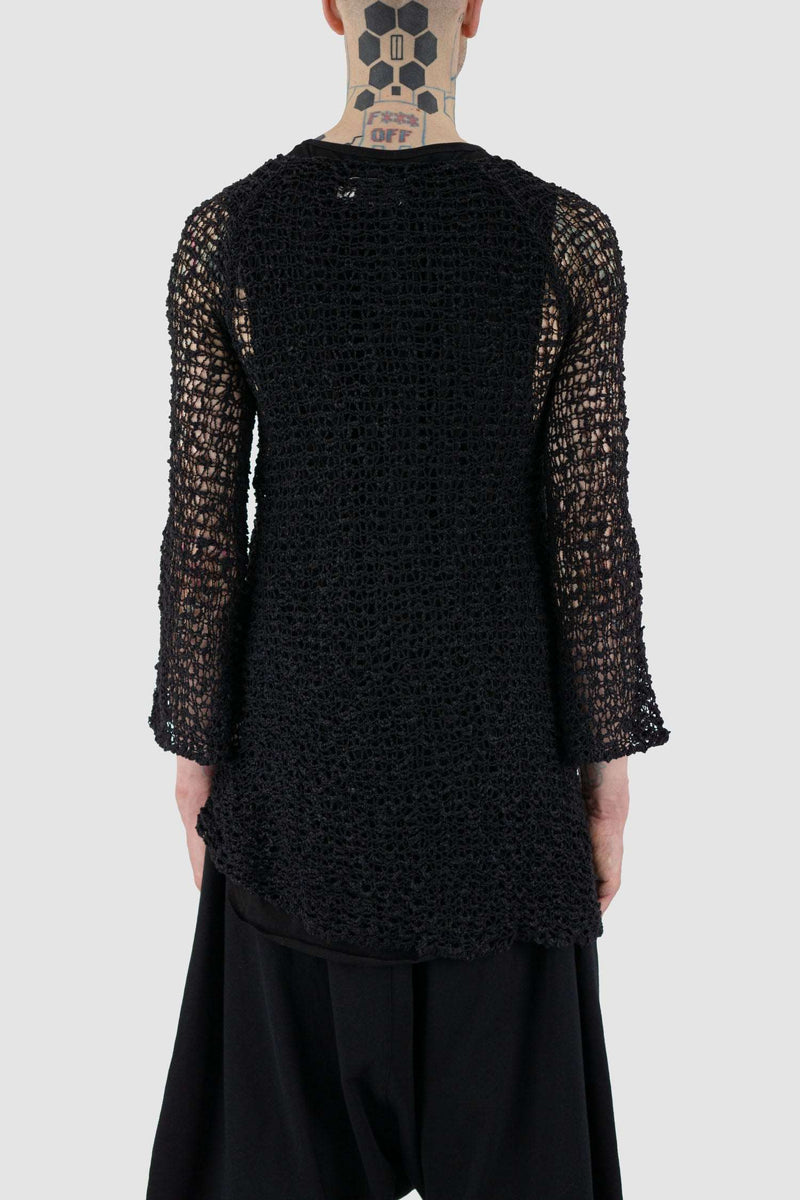 Back view of Black Paris Sheer Top with summer knit fabric, XCONCEPT