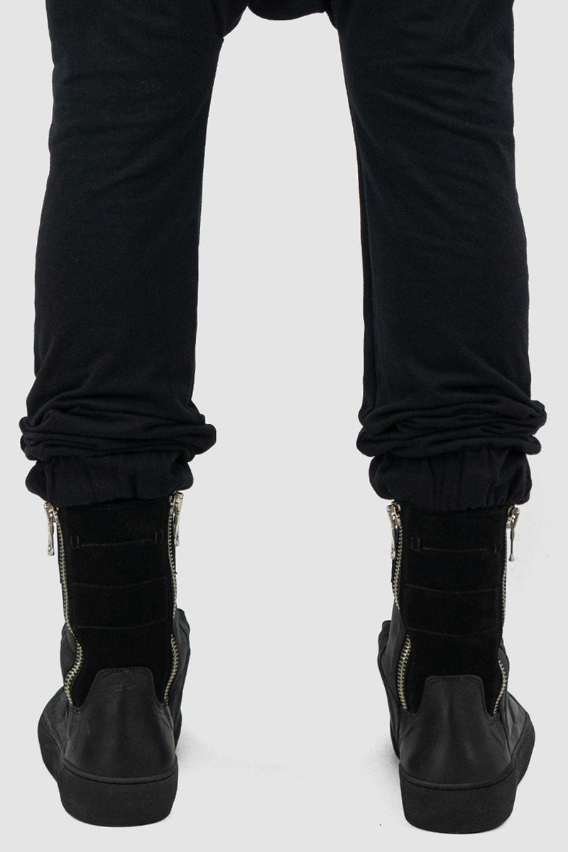 Detail view of Black Patty Sweatpants with thick cotton twill, XCONCEPT