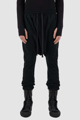 Front view of Black Patty Sweatpants with deep crotch, XCONCEPT