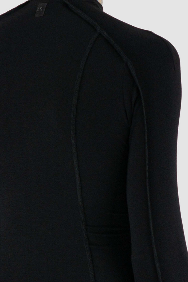 Back View of Power Top L/S with Vegan Leather Label by UY Studio