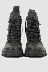 Puro Secret - front pair view of Chunky High Top Tractor Leather Boots