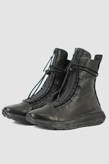 Puro Secret - front left view of Black futurist man Hybride Leather Sneaker.