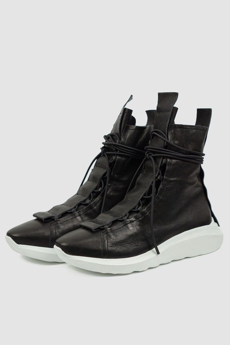 Puro Secret - front left view of Hidden Lacing High Top Sock Sneakers