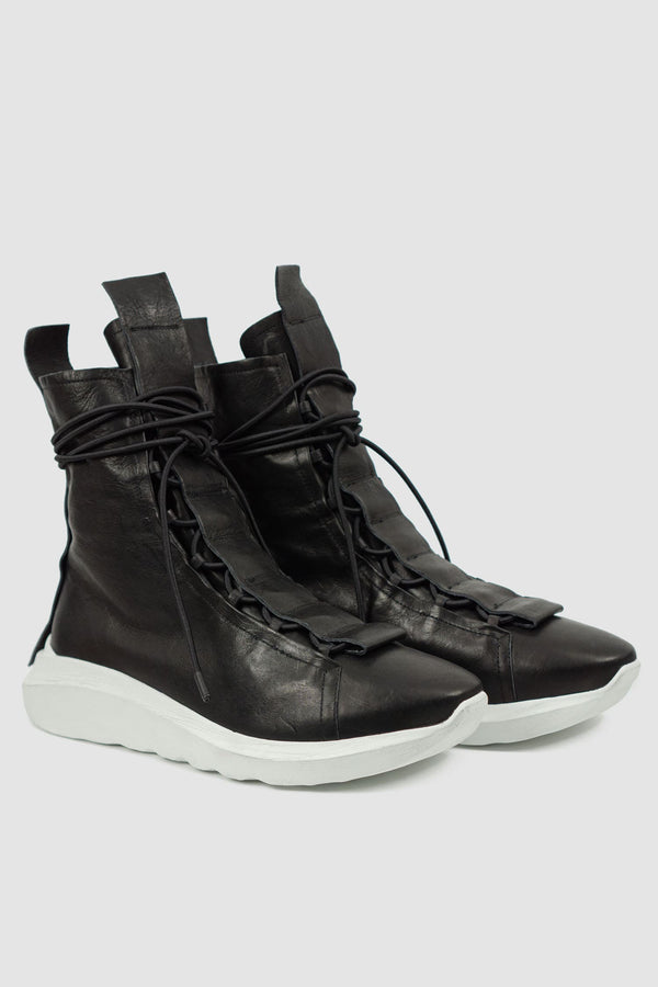 Puro Secret - front right view of Hidden Lacing High Top Sock Sneakers