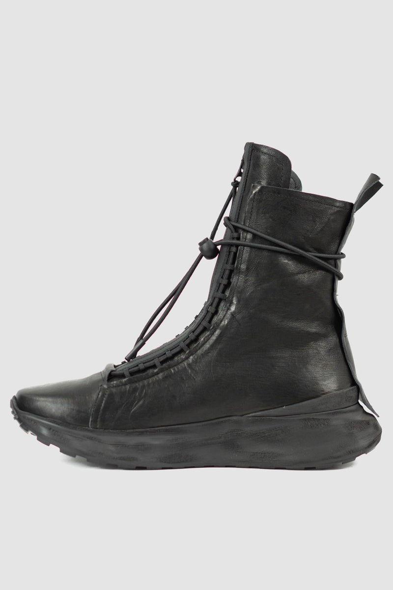 Puro Secret - right inside view of Hybrid Leather High Top Sneaker Boots