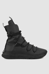 Puro Secret - right outside view of Matte Calf Leather All-Over Lacing Sock Sneakers