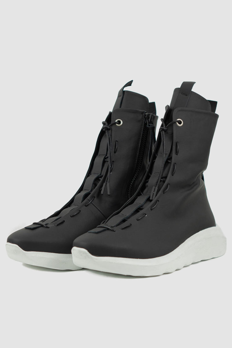 Puro Secret - front left view of Matte Calf Leather Parachute Lacing Sneaker