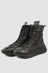 Puro Secret - front left view of Multi Lacing High Top Leather Sneakers