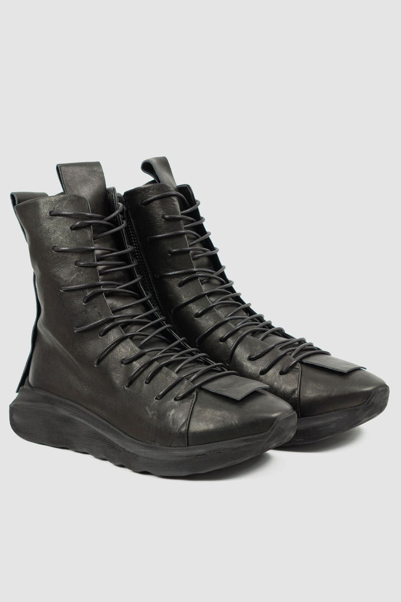 Puro Secret - front right view of Multi Lacing High Top Leather Sneakers