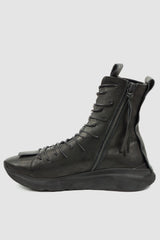 Puro Secret - left view of Black multi tasker man High Top Sneaker for Men from the Permanent Collection with Inside Zipper and Black Lacing.