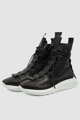 Puro Secret - front left view of black next level High Top Sneaker.