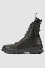 Puro Secret - left view of Black High Top outdoor tasker man Boots for Men from the Permanent Collection with Chunky Sole and Inner Zipper.