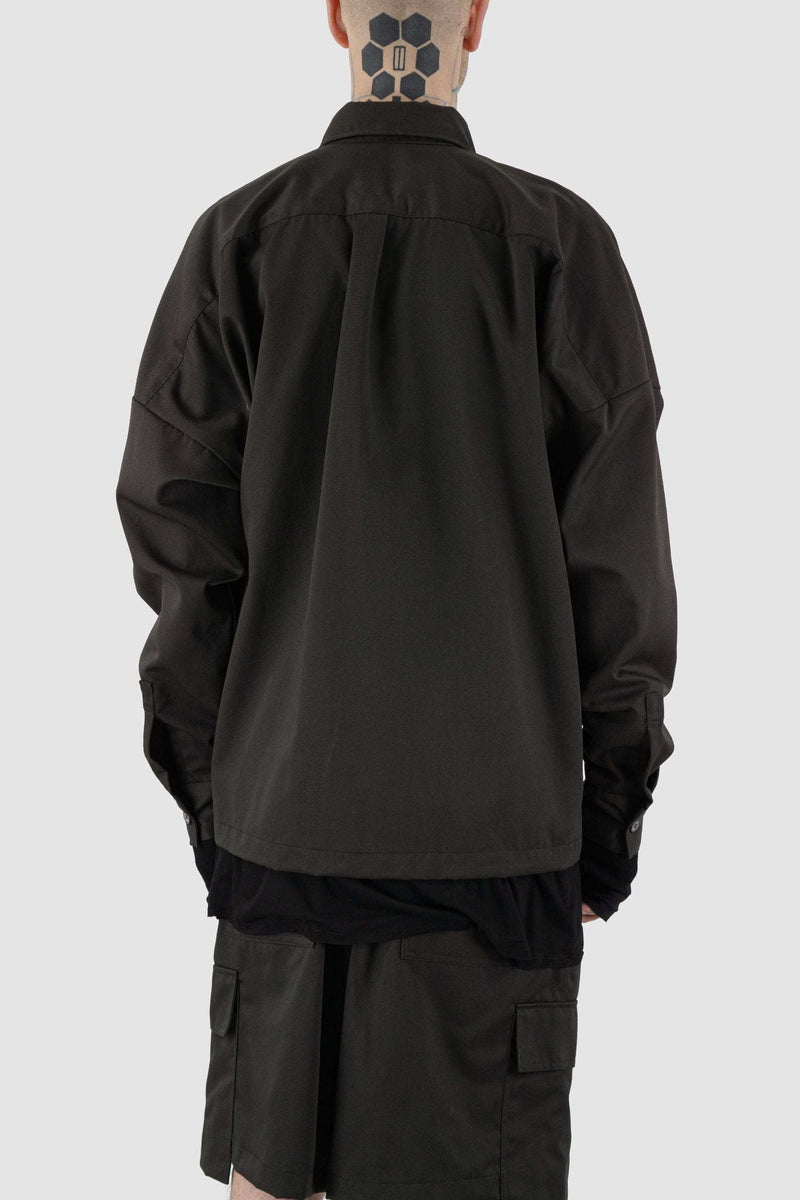 Back view of Black Rap Jacket Posh Outershirt with cotton blend fabric, XCONCEPT