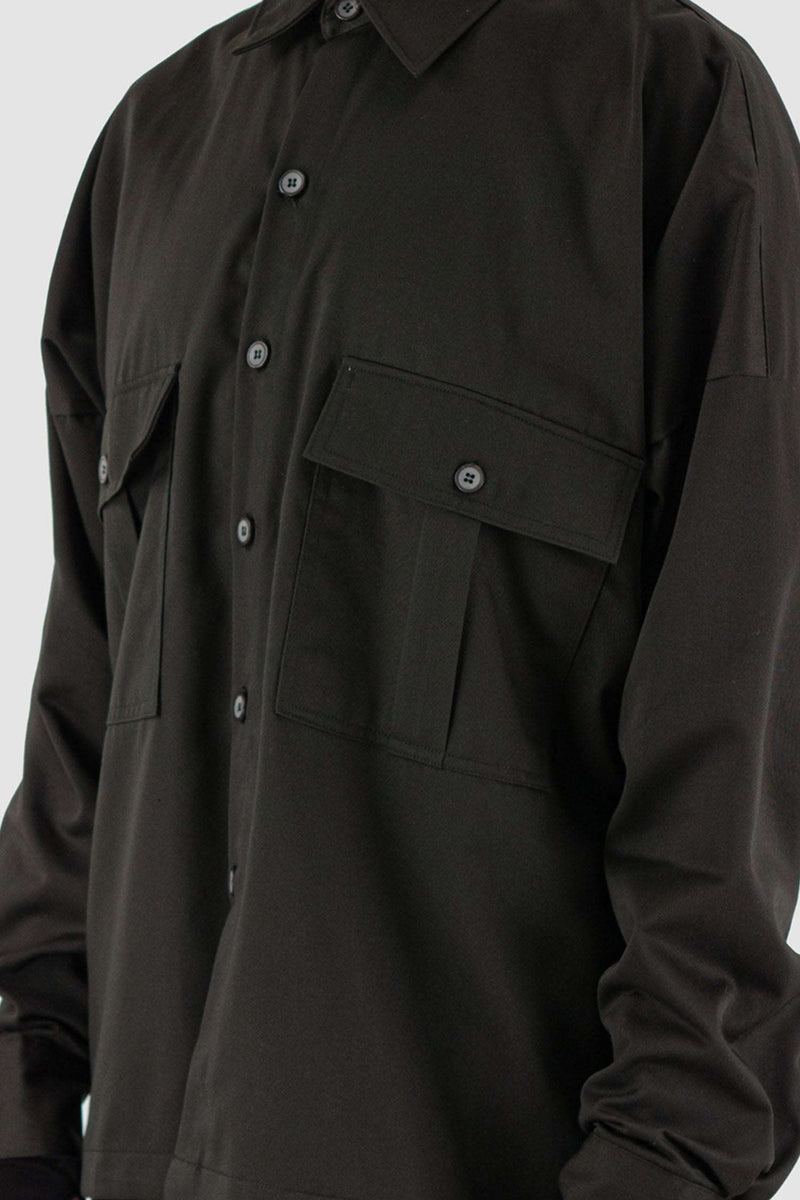 Top view of Black Rap Jacket Posh Outershirt highlighting front pockets, XCONCEPT