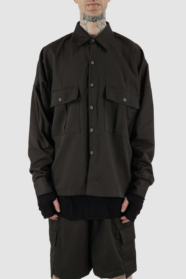 Front view of Black Rap Jacket Posh Outershirt with oversized fit, XCONCEPT