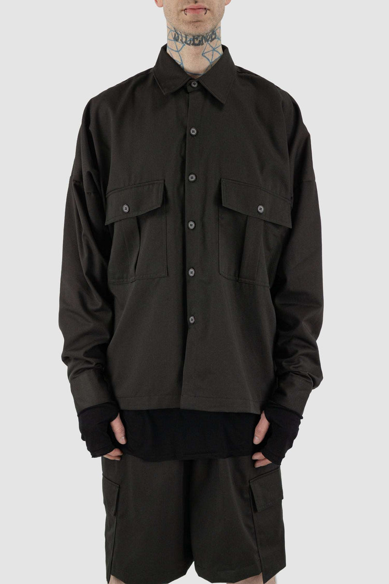 Front view of Black Rap Jacket Posh Outershirt with oversized fit, XCONCEPT