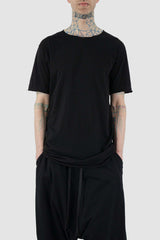 Styling view of Black Ruler Top Tee with 100% cotton fabric, XCONCEPT