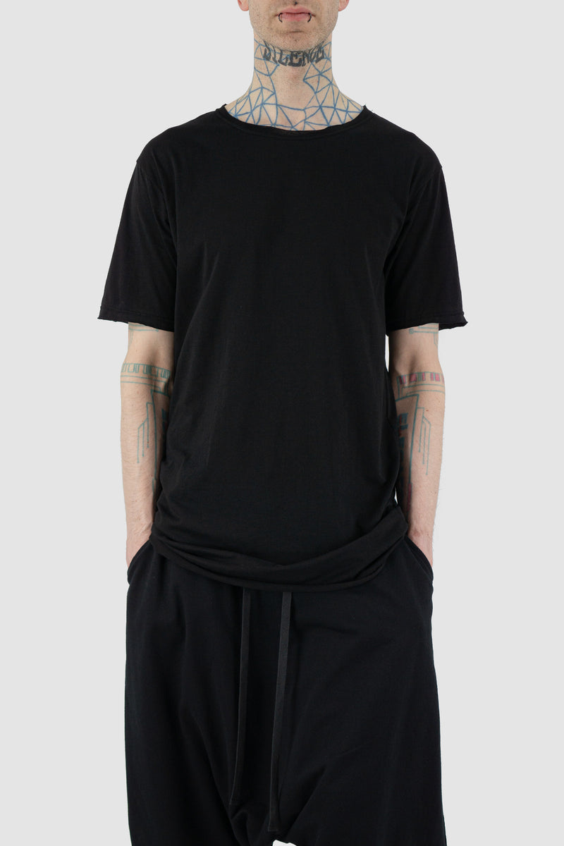XCONCEPT Men's Black Cotton Top - SS24 Collection | 100% Cotton, Loose Fit, White Back Patch Detail | Made in Bali