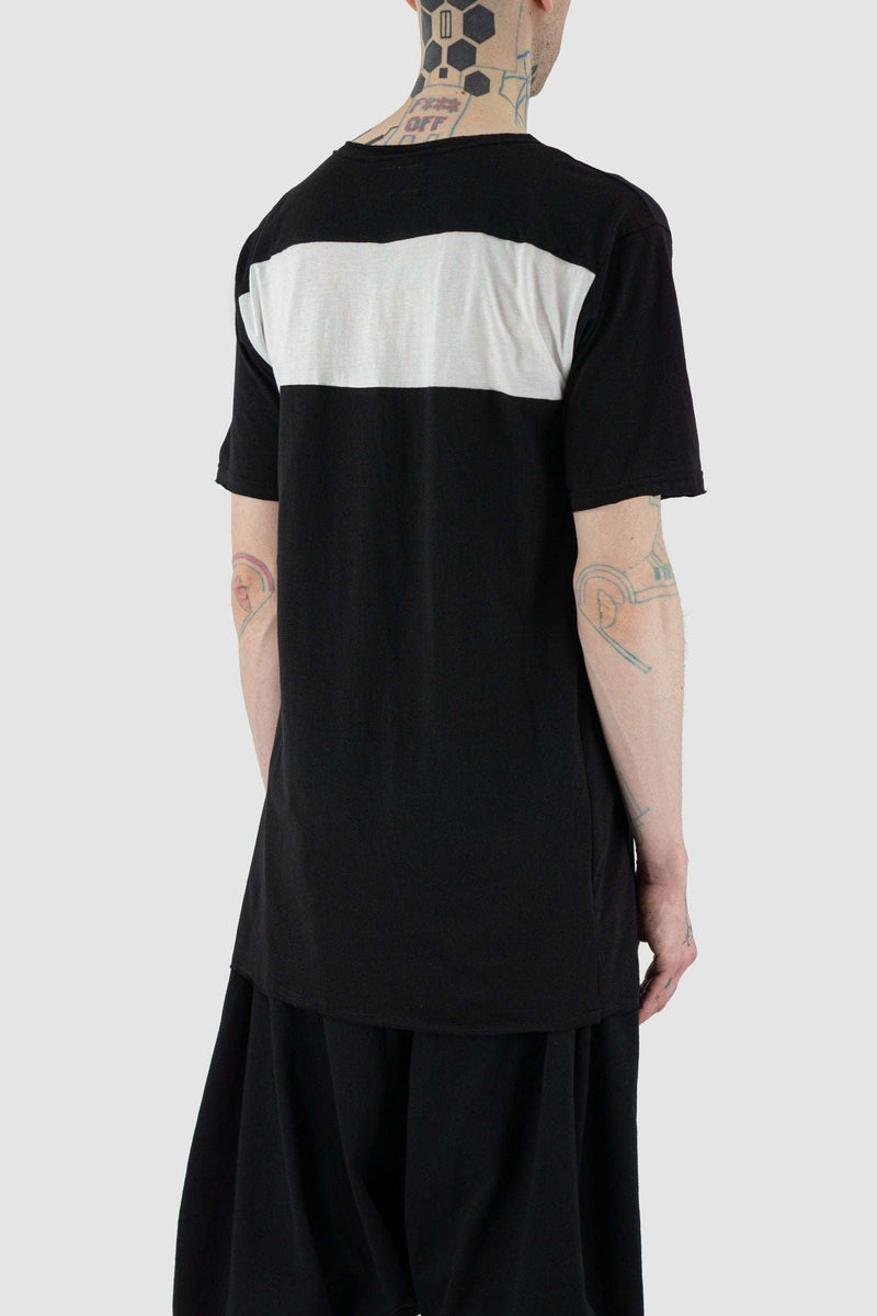 Top view of Black Ruler Top Tee highlighting loose fit, XCONCEPT