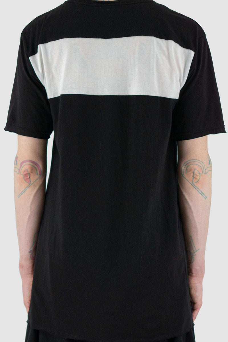 Detail view of Black Ruler Top Tee with 100% cotton fabric, XCONCEPT