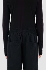 Top view of Black Ruler Jogger Pant highlighting elastic waistband, XCONCEPT