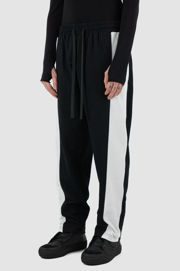 Side view of Black Ruler Jogger Pant showing straight legs, XCONCEPT