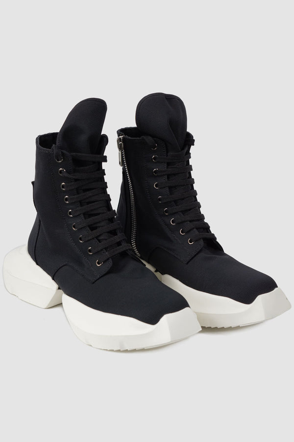 Rick Owens DRKSHDW - front left view of the black Army Split Sole Sneaker.