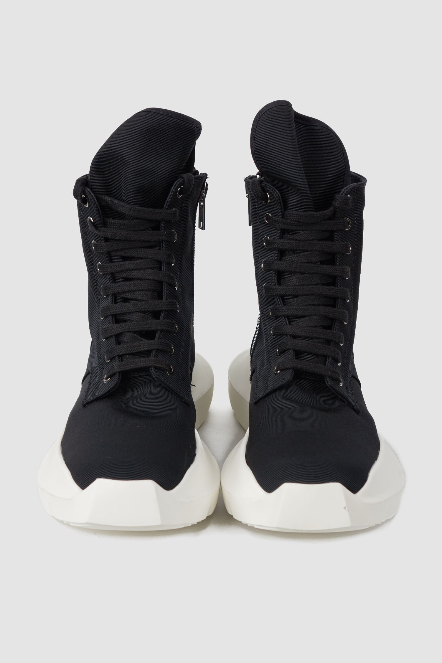 Rick Owens DRKSHDW - front view of the black Army Split Sole Sneaker.