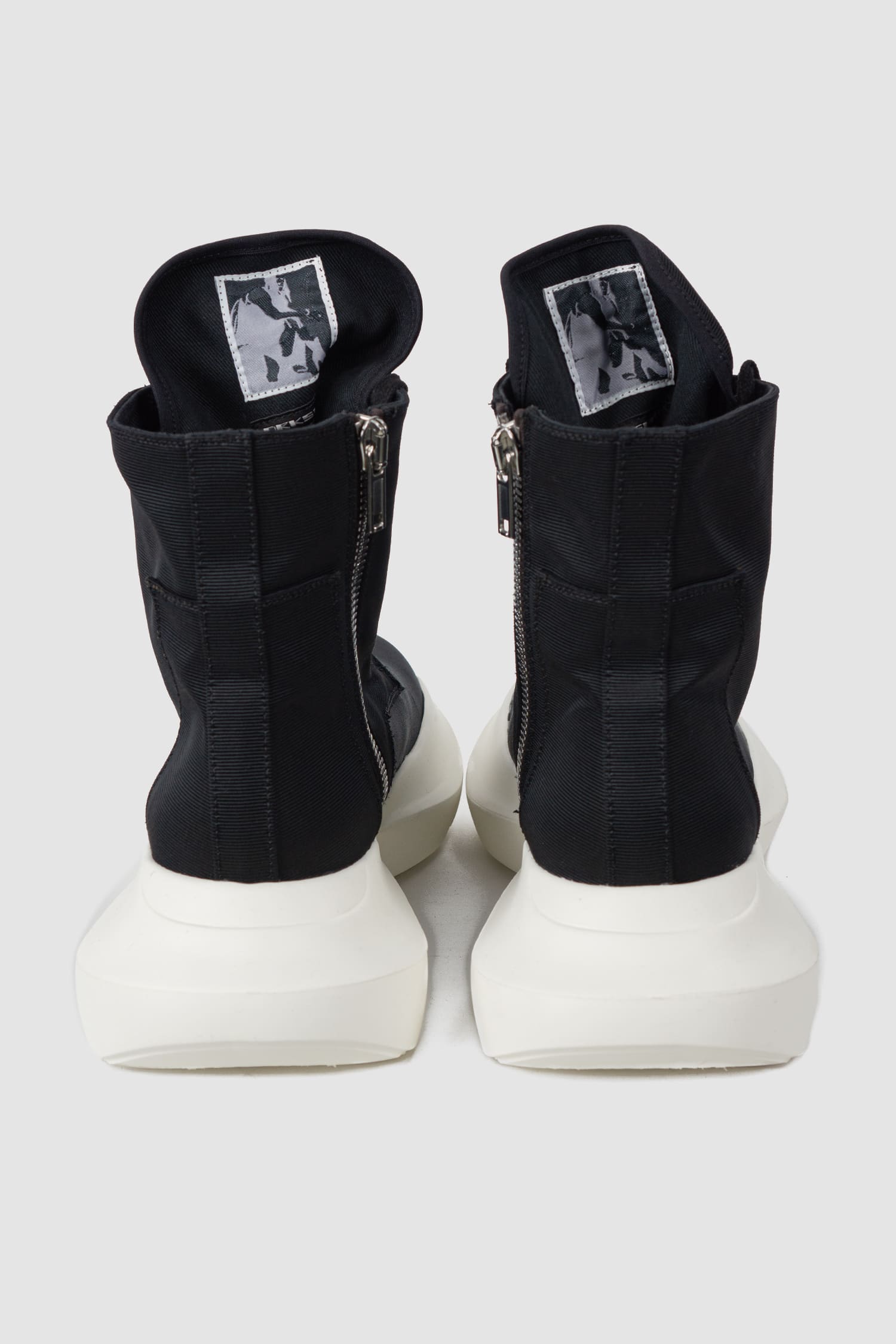 Rick Owens DRKSHDW - back view of the black Army Split Sole Sneaker.