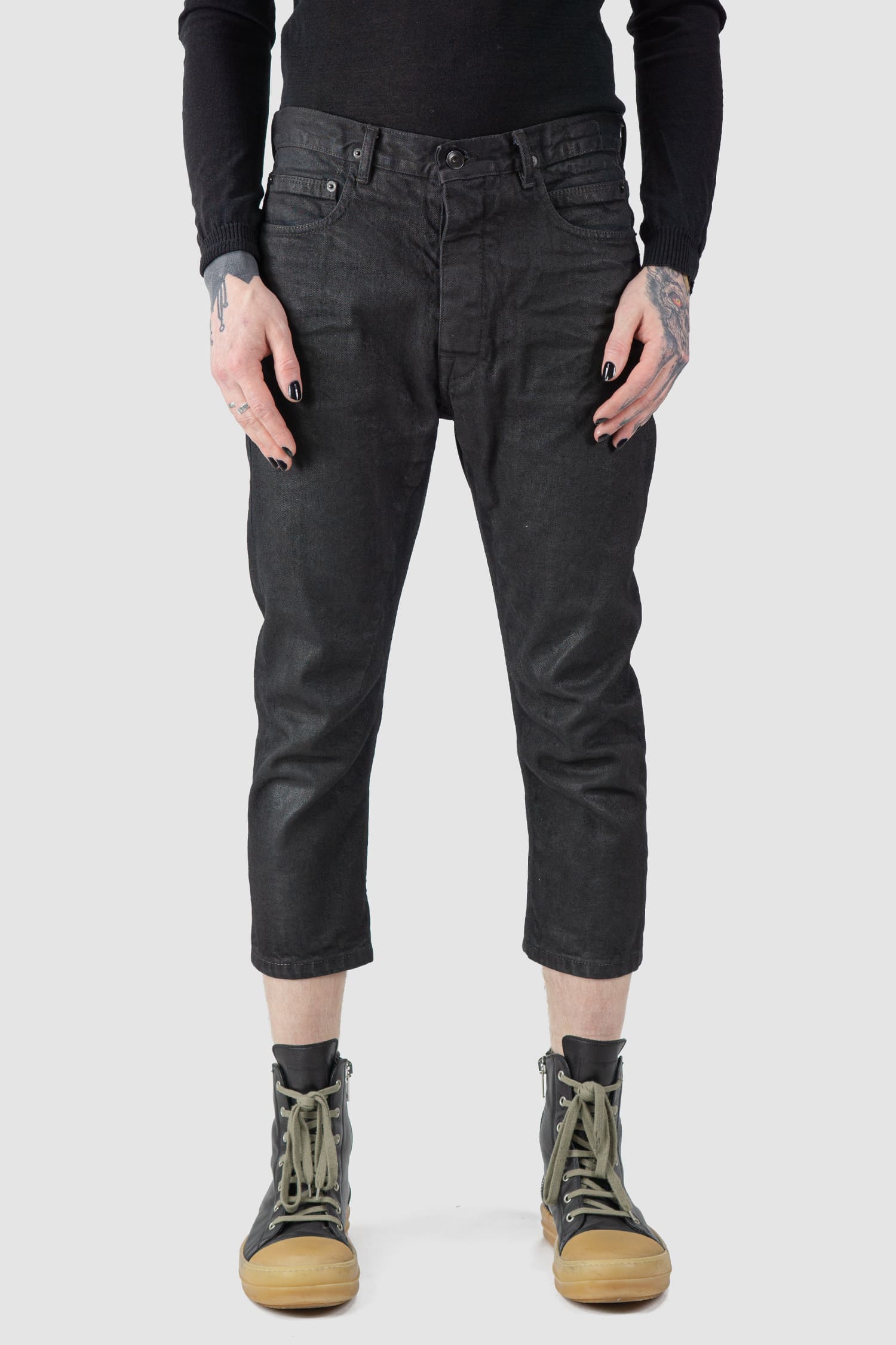 Rick Owens DRKSHDW | Torrence Cropped Jeans aus gewachstem Denim
