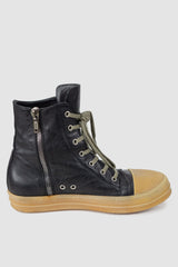 Rick Owens - left inside view of black Gum Sole Leather High-Top Ramones Sneaker