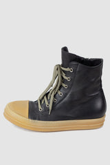 Rick Owens - left outside view of black Gum Sole Leather High-Top Ramones Sneaker