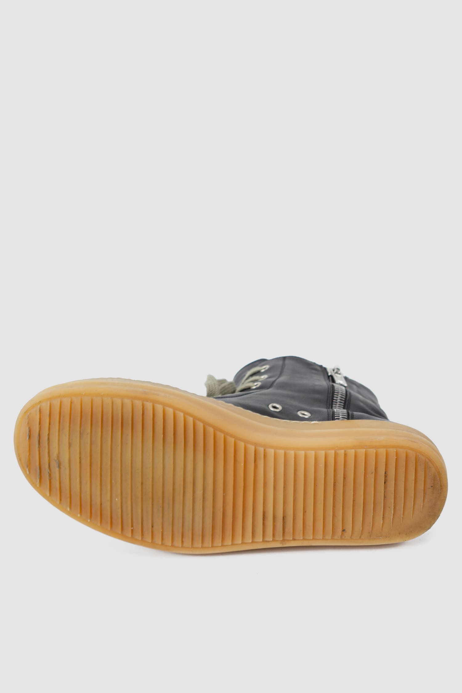 Rick Owens - right sole view of black Gum Sole Leather High-Top Ramones Sneaker