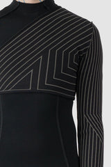 Rick Owens - detail view of the black and dust Half Ziggy Cropped Cashmere Top.