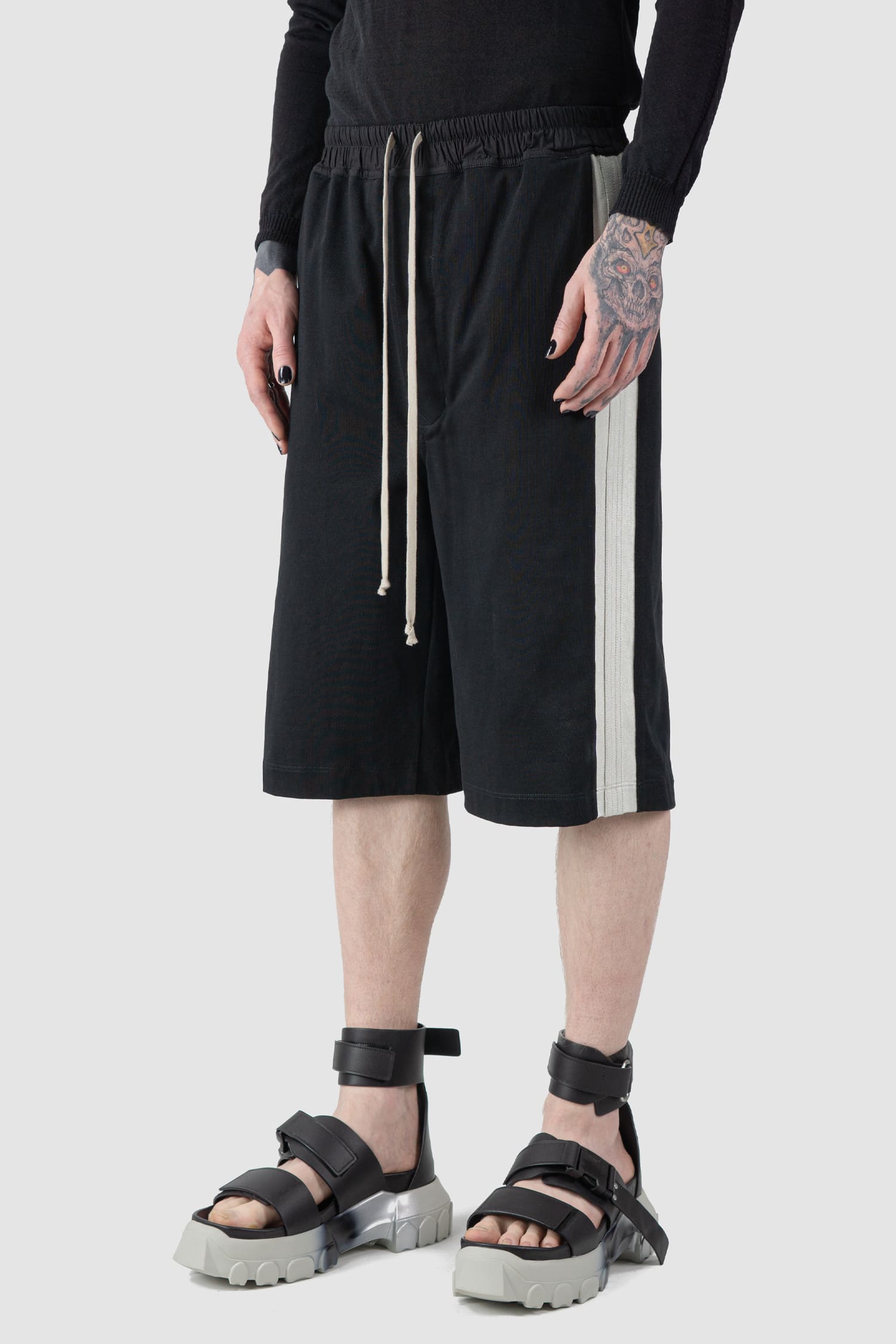 Rick Owens | Karloff Shorts mit Kordelzug und seitlichen Streifen aus Baumwolle