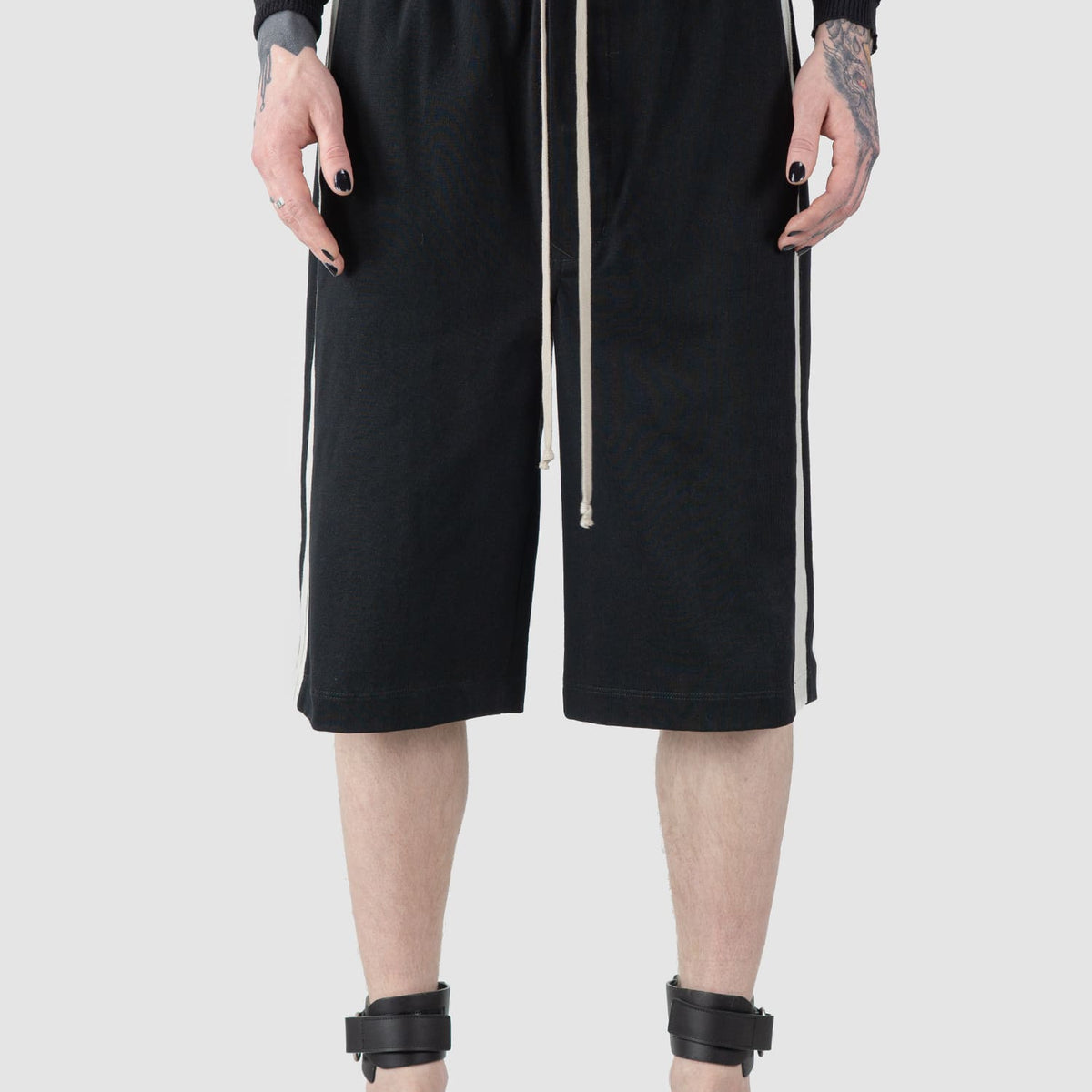Rick Owens | Karloff Drawstring Cotton Shorts with Stripes