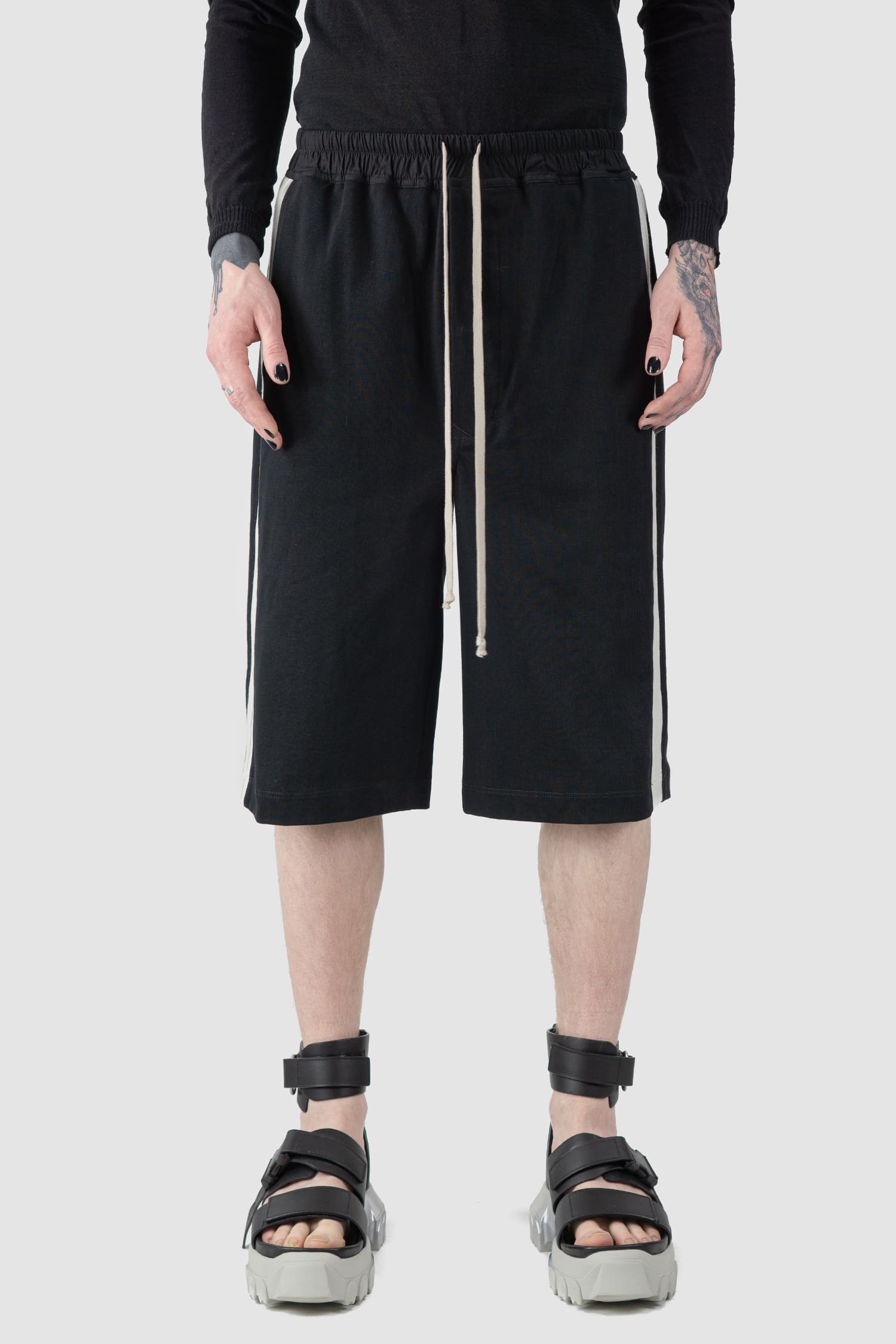 Rick Owens | Karloff Shorts mit Kordelzug und seitlichen Streifen aus Baumwolle