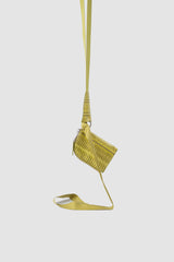 Rick Owens - left hanging view of acid yellow Snake Leather Neck Wallet