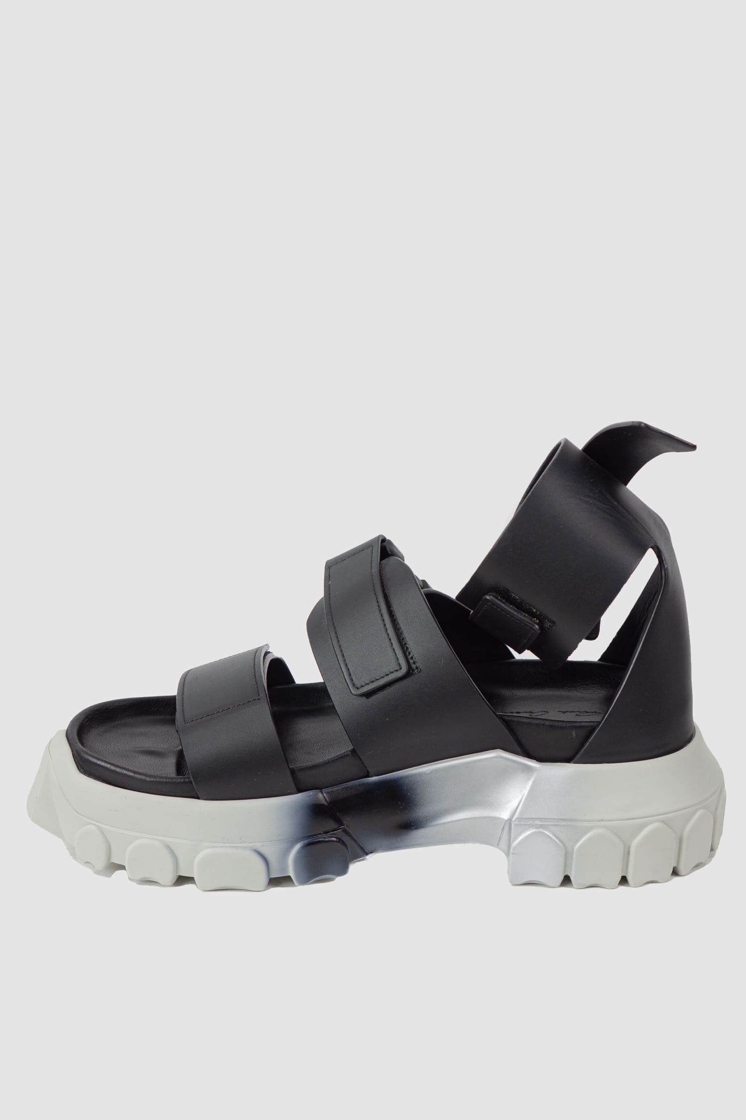 Rick Owens - right inside view of black Spartan Leather Tractor Sandals