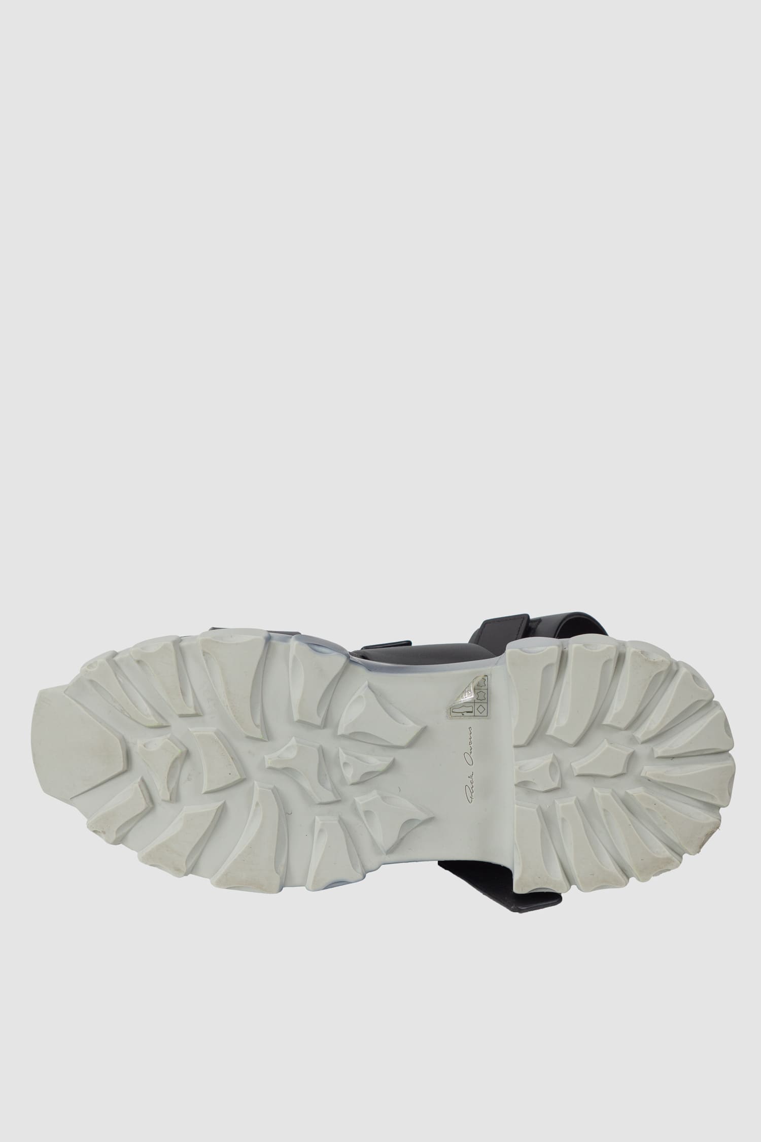 Rick Owens - right sole view of black Spartan Leather Tractor Sandals