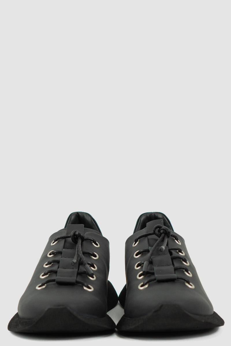 Front view of Summer Step Leather Sneaker with parachute lacing and square sole, PURO